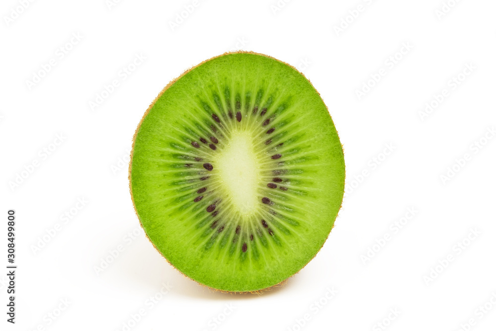 Fresh kiwi fruit cut half isolated on white background Fresh kiwi fruit cut half isolated on white background