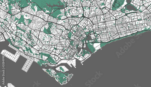 Detailed map of Singapore, Southeast Asia