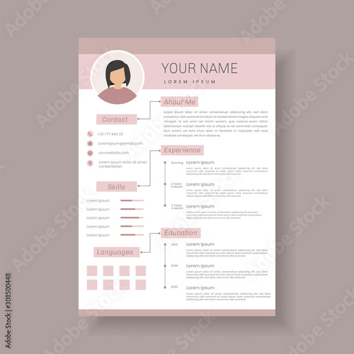 Professional resume template design and letterhead / cover letter. Stylish CV set for women