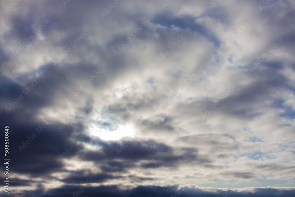dark sky and clouds in the sky. dark sky background with clouds. Panorama of the sky. copyspace