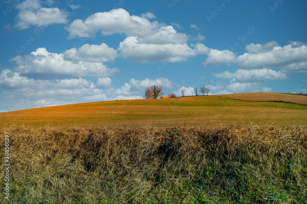 Turin hill panorama, cloudy sky, and expanse of grass