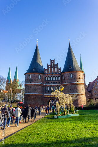Christmas decoration at Holsten Gate, Lübeck, Germany