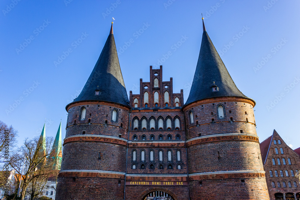Historic Holsten Gate, Lübeck, Germany