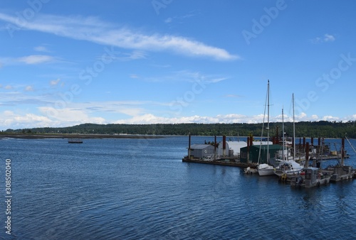 boats at the pier and wharf at Fanny Bay, Vancouver Island BC Canada © skyf