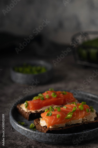 soft cheese and salmon toasts