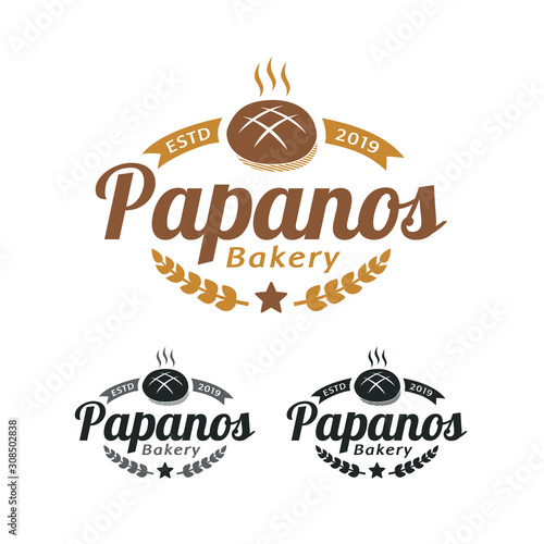 Bakery Shop Logo Design With Bread Elements