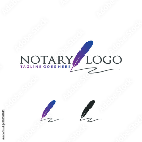 Creative Notary Logo With Feather Vector