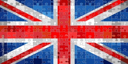 United Kingdom flag made of puzzle background - Illustration