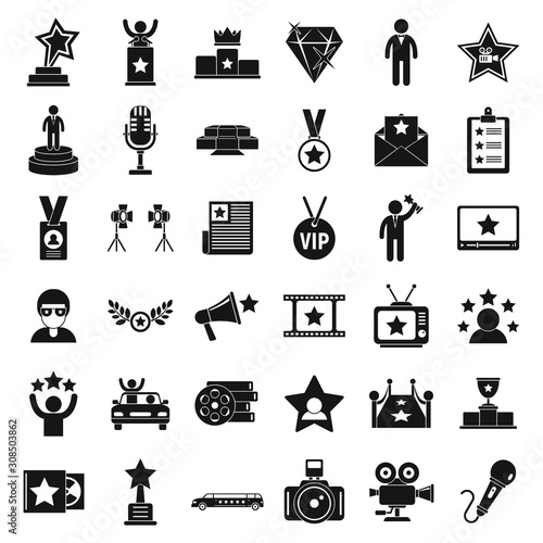 Celebrity icons set. Simple set of celebrity vector icons for web design on white background
