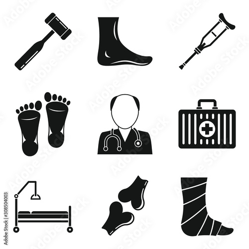 Podiatrist icons set. Simple set of podiatrist vector icons for web design on white background