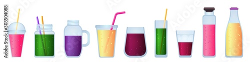 Smoothie icons set. Cartoon set of smoothie vector icons for web design