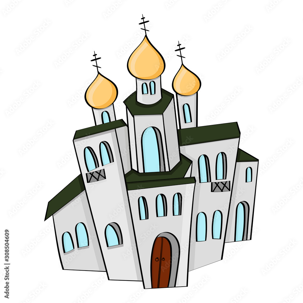 Christian orthodox church. Cartoon colored doodle