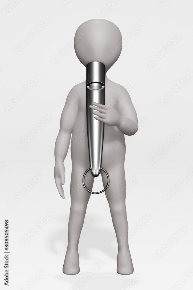 3D Render of Cartoon Character with Whistle 3D Render of Cartoon Character with Whistle
