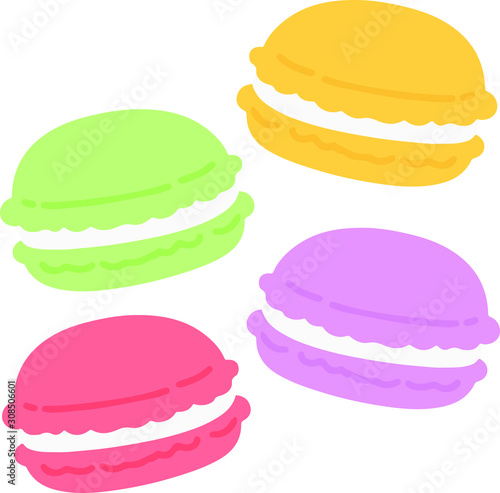 Set of four colorful macaroons