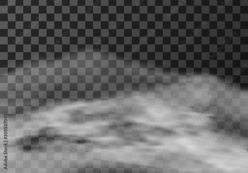 Fog or smoke realistic texture vector illustration. White steam cloud