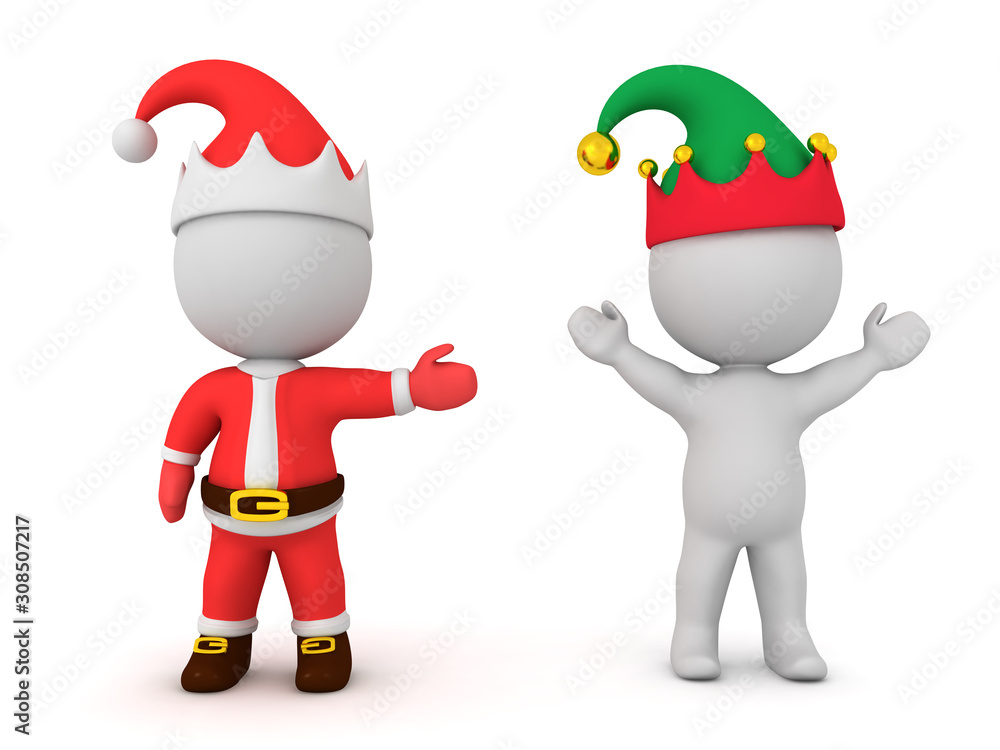 3D Santa Claus and Elf