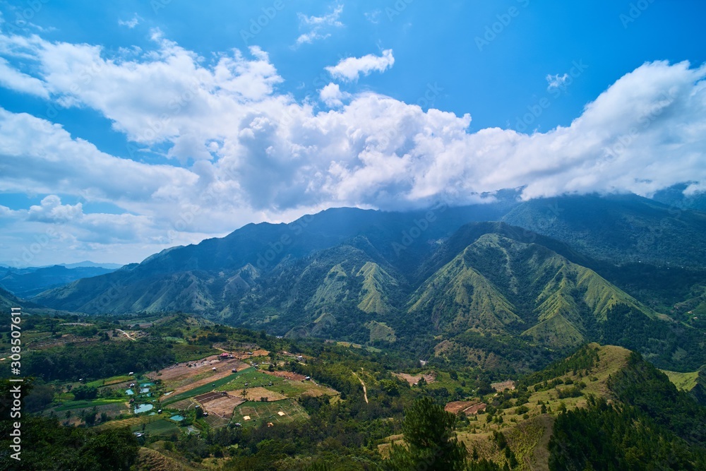 Fototapeta premium view of mountains, gunung nona Indonesia