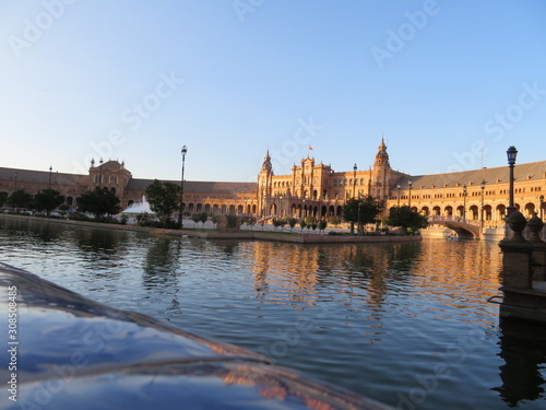 Beautiful square of Seville with a few ancient monuments and resistant creation
