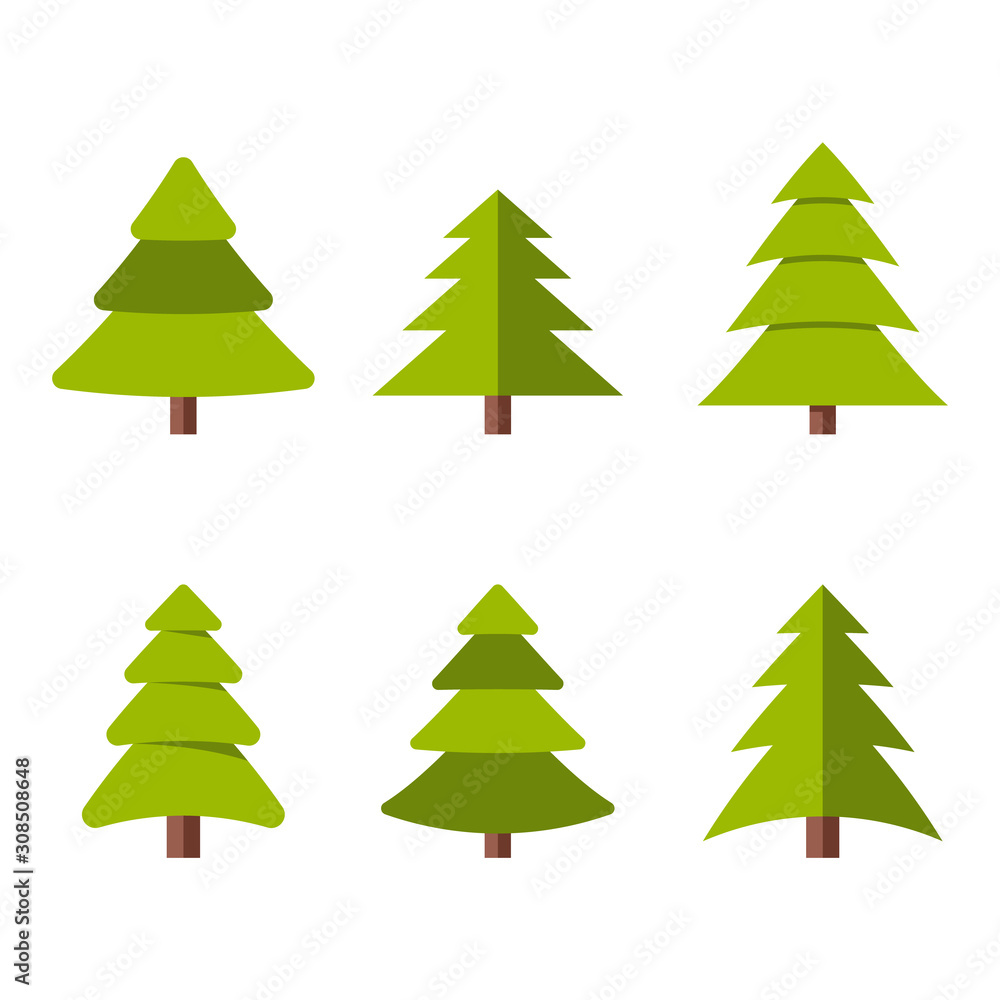 Collection of Christmas trees, modern flat design. Collection of Christmas trees, modern flat design.