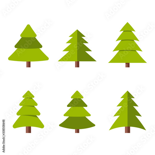 Obraz na płótnie Collection of Christmas trees, modern flat design. w salonie