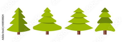 Obraz na płótnie Collection of Christmas trees, modern flat design. w salonie