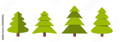 Obraz na płótnie Collection of Christmas trees, modern flat design. w salonie