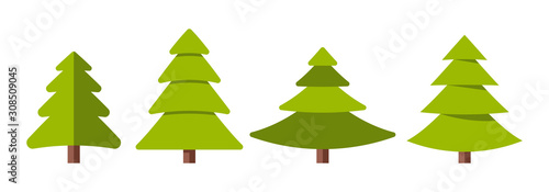 Obraz na płótnie Collection of Christmas trees, modern flat design. w salonie