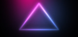 Abstract ultraviolet background. Futuristic background, Neon light, light figure in the center. Triangle, pyramid.