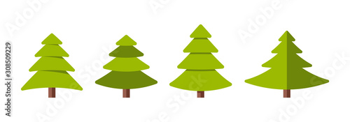 Obraz na płótnie Collection of Christmas trees, modern flat design. w salonie