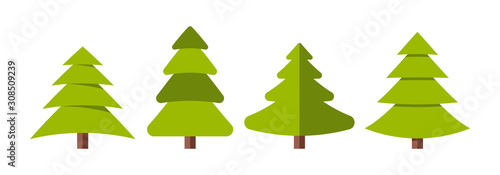 Obraz na płótnie Collection of Christmas trees, modern flat design. w salonie