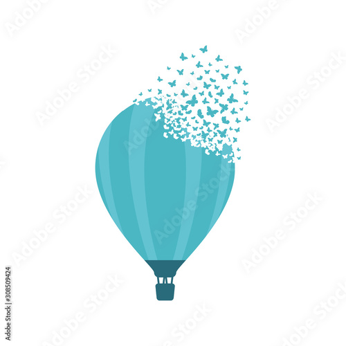 Ballon with the effect of destruction. Dispersion. Butterfly, moth