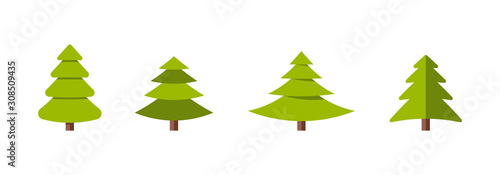 Obraz na płótnie Collection of Christmas trees, modern flat design. w salonie