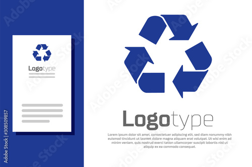 Blue Recycle symbol icon isolated on white background. Circular arrow icon. Environment recyclable go green. Logo design template element. Vector Illustration