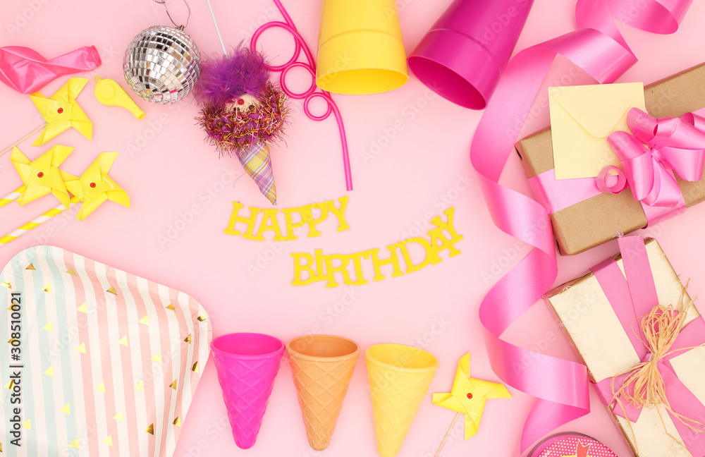 Happy Birthday pink decoration for girls birthday party Happy Birthday pink decoration for girls birthday party