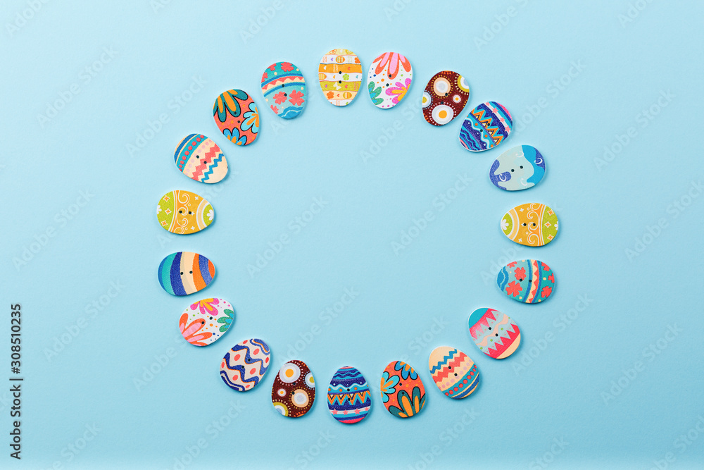Easter background with painted eggs Easter background with painted eggs
