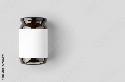 Honey jar mockup with blank label and copyspace. photo