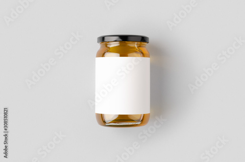 Wallpaper Mural Honey jar mockup with blank label.