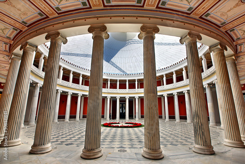 ATHENS, GREECE. View of the inner yard of Zappeion mansion with its beautiful peristyle, in the National Garden of Athens, Greece  photo