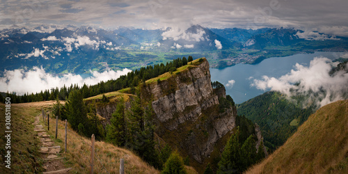 View of Lake Thun (Thunersee) from Niederhorn, Switzerland