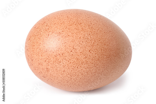 Single brown chicken egg isolated on white