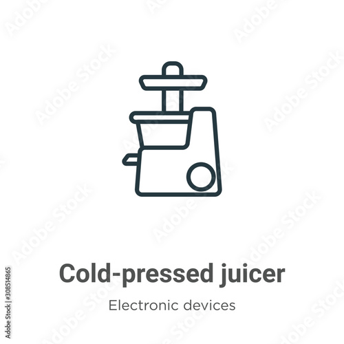 Cold-pressed juicer outline vector icon. Thin line black cold-pressed juicer icon, flat vector simple element illustration from editable electronic devices concept isolated on white background