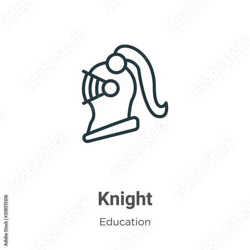 Knight outline vector icon. Thin line black knight icon, flat vector simple element illustration from editable literature concept isolated on white background