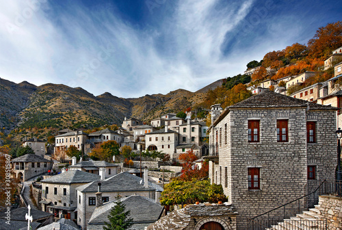 SYRRAKO VILLAGE, IOANNINA, GREECE.  Syrrako village, one of the most beautiful Greek mountainous villages, on Tzoumerka mountains, Ioannina, Epirus, Greece  photo