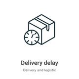 Delivery delay outline vector icon. Thin line black delivery delay icon, flat vector simple element illustration from editable delivery and logistics concept isolated on white background