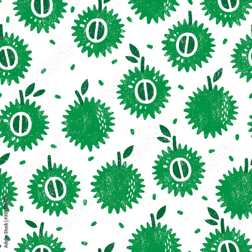 Seamless pattern with fruits. Stamp textured. Great for fabric, textile, wrapping paper. Vector Illustration