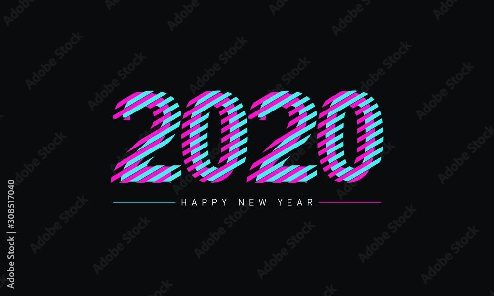 Happy new year 2020. New year celebrations sign template design. Holiday vector illustration Happy new year 2020. New year celebrations sign template design. Holiday vector illustration