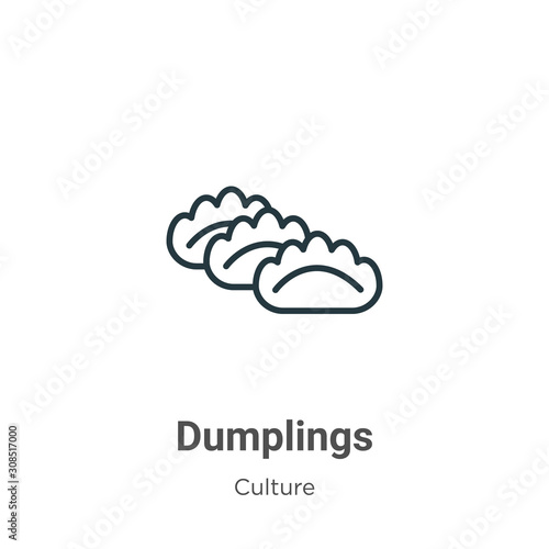 Dumplings outline vector icon. Thin line black dumplings icon, flat vector simple element illustration from editable culture concept isolated on white background