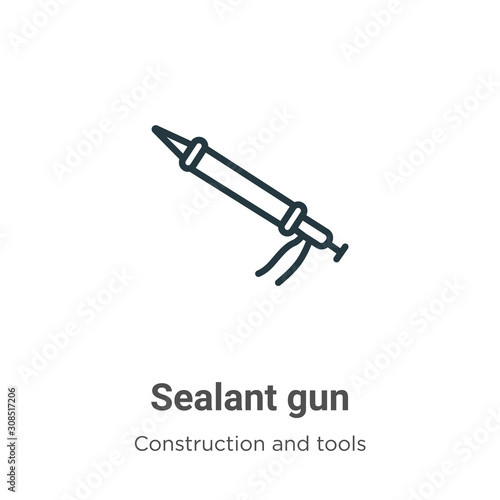 Sealant gun outline vector icon. Thin line black sealant gun icon, flat vector simple element illustration from editable construction and tools concept isolated on white background