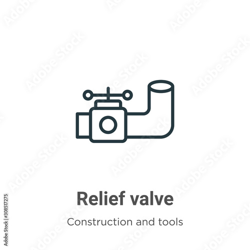 Relief valve outline vector icon. Thin line black relief valve icon, flat vector simple element illustration from editable construction and tools concept isolated on white background