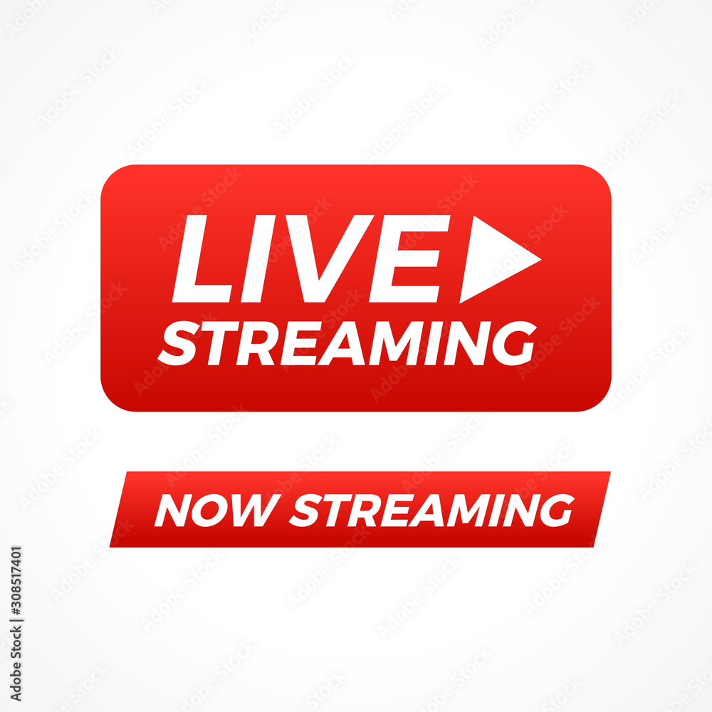 Live Streaming Red Icon. Vector Illustration Live Streaming Red Icon. Vector Illustration